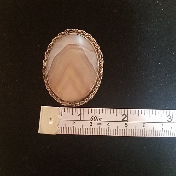 XSoldxx bundled agate w Silver twist banded brooch - Picture 7 of 8